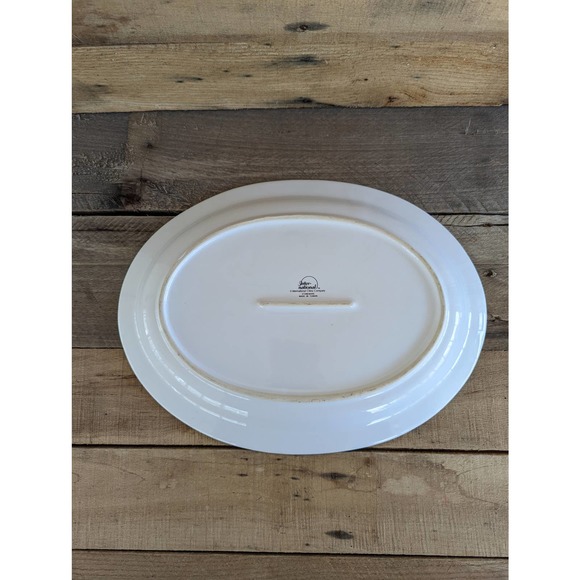 Vintage 1992 Terrace Blossoms Stoneware 14" Oval Serving Platter - Picture 3 of 6